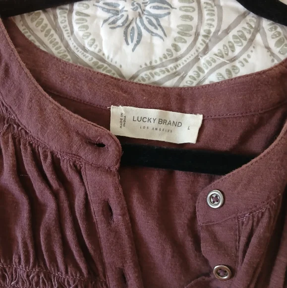 Smock Top Eggplant Lucky Brand, size L - Picture 5 of 5